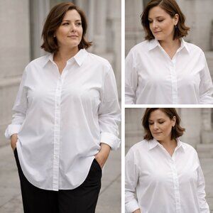 🤍 Roaman’s Classic White Button-Down Tunic Shirt – Size 24W